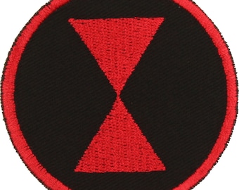 Black Widow Patch – Made in USA – 2.5" Black Widow Spider Patch – Red Hourglass Patch – Fandom Embroidered Patch – Geek Patch – Geeky Patch