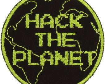 Hack the Planet Patch – Cyberpunk Patch – 80er Jahre Nostalgie Patch – Made in USA – High Tech Low Life Patch