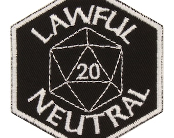 Lawful Neutral Patch – Made in USA – 2.5" x 3"RPG Alignment Patch – D20 Patch – Lawful Neutral Alignment Patches – Gifts for Gamers