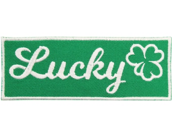 Lucky Patch – Made in USA – 4" x 1.5" Shamrock Patch – Luck Patch – Embroidered Jacket Patch – Patch for Backpack