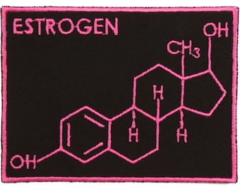 Estrogen Molecule Patch – Made in USA – 3" x 4" Female Patch – Woman Patch – Pronoun Patch – Trans Woman Patch – Trans Patch