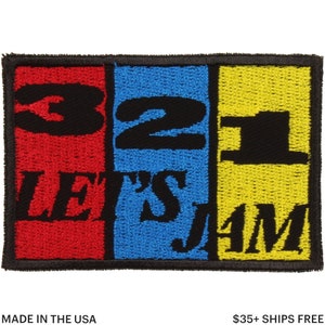 321 Let's Jam Patch – Made in USA – 3" x 2" Classic Anime Patch – See You Space Cowboy Patch – Embroidered Patches for Jackets