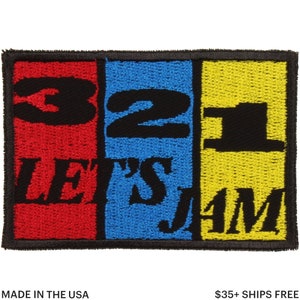 321 Let&#39;s Jam Patch – Made in USA – 3&quot; x 2&quot; Classic Anime Patch – See You Space Cowboy Patch – Embroidered Patches for Jackets