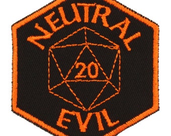Neutral Evil Patch – Made in USA – 2.5" x 3" RPG Alignment Patch – D20 Patch – Neutral Evil Alignment Patches – Gifts for Gamers