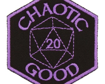 Chaotic Good Patch – Made in USA – 2.5" x 3" RPG Alignment Patch – D20 Patch – Chaotic Good Alignment Patch – Chaos Patch – Gifts for Gamers