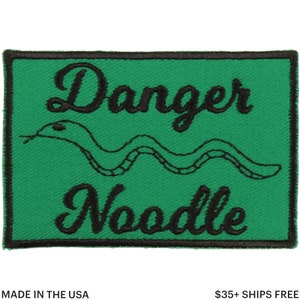 Snake = Danger Noodle Patch – Made in USA – 3&quot; x 2&quot; Funny Animal Patches – Funny Snake Patch – Gifts for Animal Lovers – Gifts Under 10
