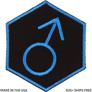 Manlig symbollapp – Tillverkad i USA – 6,5 cm x 7,5 cm Manlig lapp – Manlig lapp – Manlig symbollapp – Maskulin pronomenlapp – Transmanlig lapp – Translapp