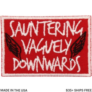 Sauntering Vaguely Downwards Patch – Made in USA – 3&quot; x 2&quot; Fallen Angel Patch – Demon Patch – Patches for Jackets – Patch for Jeans