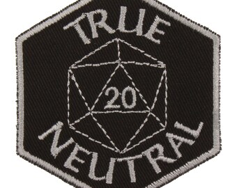 True Neutral Patch – Made in USA – 2.5" x 3" RPG Alignment Patch – True Neutral Alignment Patches – Gifts for Gamers – Gifts Under 10