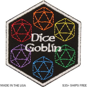 Dice Goblin Patch – Made in USA – 2.5&quot; x 3&quot; Dice Collector Patches – Tabletop Gaming Patch – Click Clack Math Rocks Patch – Dice Patch