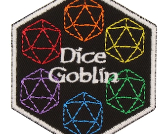 Toppa Dice Goblin – Prodotto negli Stati Uniti – Toppa da collezione di dadi da 2,5" x 3" – Toppa da gioco da tavolo – Toppa Click Clack Math Rocks – Toppa da dadi
