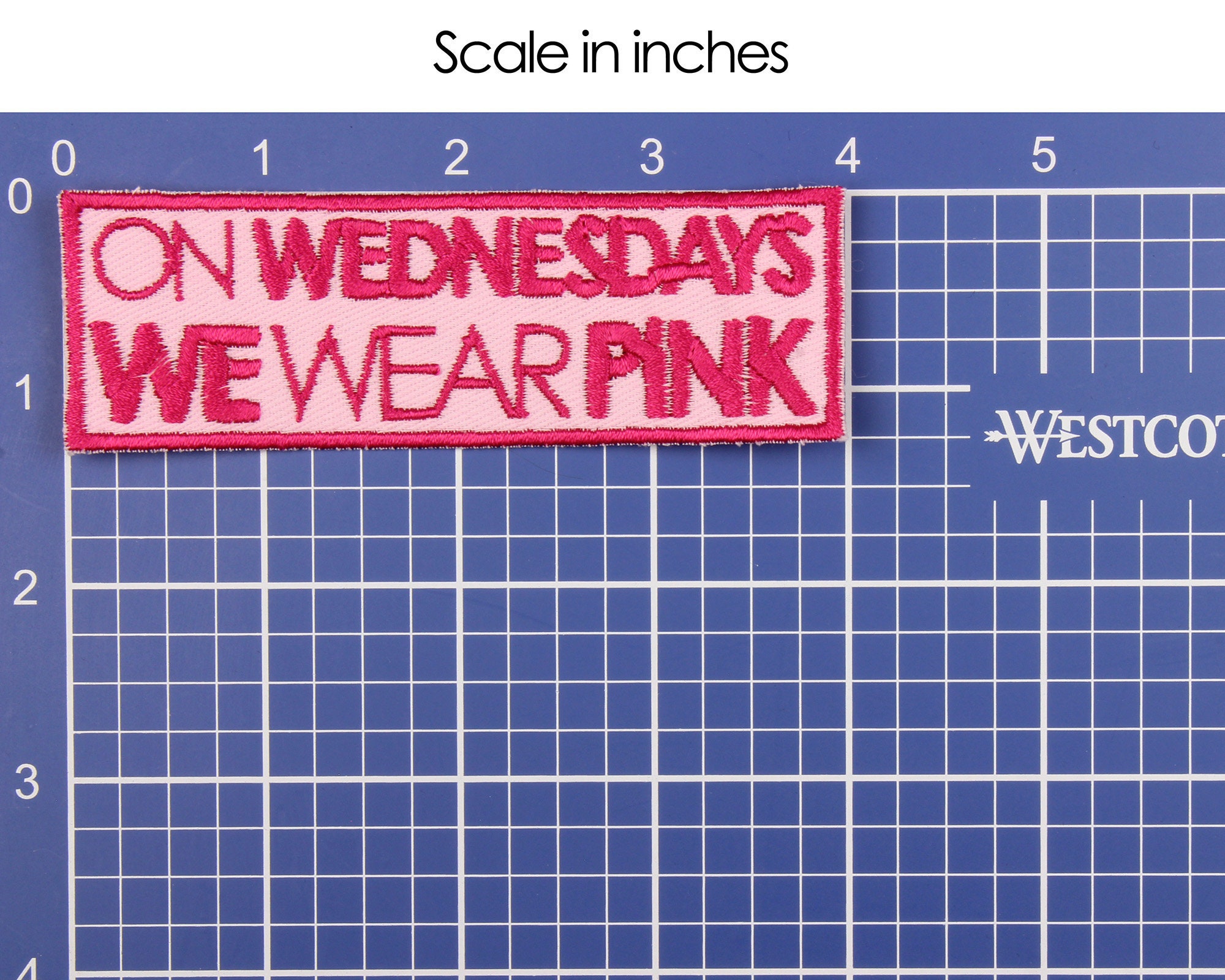 On Wednesdays We Wear Pink Embroidered Iron On Patch – Patch Collection