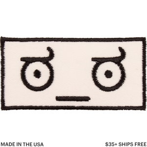 Look of Disapproval Emoji Patch – Made in USA – 3&quot; x 1.5&quot; ಠ_ಠ Patch – Meme Patch – Patches for Jackets – Patches for Jeans – Gifts for Geeks
