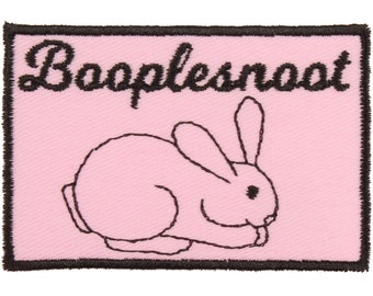 Bunny Rabbit = Booplesnoot Patch – Made in USA – 3" x 2" Funny Animal Patches – Funny Bunny Patch – Rabbit Patch – Gifts for Animal Lovers
