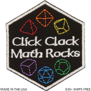 Click Clack Math Rocks Patch – Made in USA – 2.5&quot; x 3&quot; Dice Collector Patches – Tabletop Gaming Patch – Dice Goblin Patch – Dice Patch