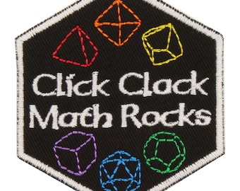 Patch Click Clack Math Rocks – Prodotto negli USA – Patch per collezionisti di dadi 2,5 x 3 pollici – Patch per giochi da tavolo – Patch per dadi Goblin – Patch per dadi