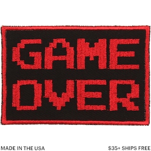 Game Over Patch – Made in USA – 3&quot; x 2&quot; Video Game Patches – Gamer Patch – Gifts for Gamers – Patches for Jackets – Patch for Backpack