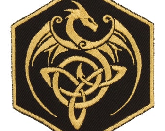 Dragon Celtic Knot Patch – Made in USA – 3" x 3.5" Celtic Knot Dragon Patch – Dragon Celtic Knot Embroidered Patch –Celtic Patch for Jacket