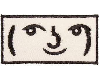Le Lenny Face Emoji Patch – Made in USA – 1.5" x 3" Le Lenny Face Patch – Deg Deg Face Patch – Degdeg Face Patch – Funny Patch – Nerd Patch