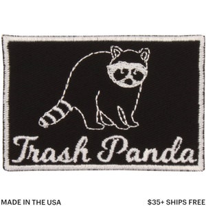 Raccoon = Trash Panda Patch – Made in USA – 3&quot; x 2&quot; Raccoon Patches – Funny Animal Patch – Gift for Animal Lover – Gifts for Animal Lovers