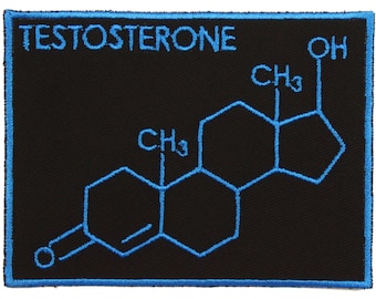Testosterone Molecule Patch – Made in USA – 3" x 4" Male Patch – Man Patch – Pronoun Patch – Trans Man Patch – Trans Patch