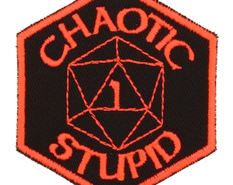 Parche Caótico Estúpido – Hecho en EE. UU. – Parche de alineación RPG de 6,35 x 7,62 cm – Parche D20 – Parches de alineación Caótico Estúpido – Parche Caos