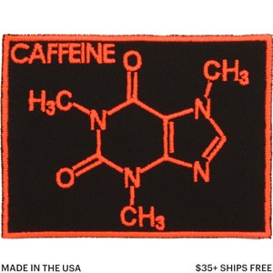 Caffeine Patch – Made in USA – 3" x 4" Caffeine Molecule Patch – Coffee Patch – Patches for Jackets –Science Patch –Gift for Science Teacher