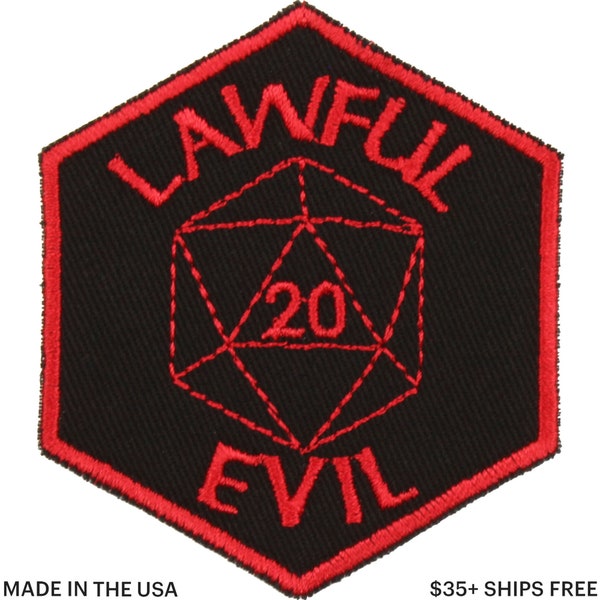 Lawful Evil Patch – Made in USA – 2.5" x 3" RPG Alignment Patch – D20 Patch – Lawful Evil Alignment Patches – Lawful Patch – Gift for Gamers