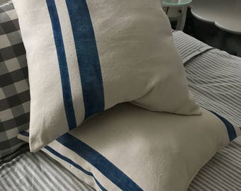 Farmhouse Stripe Pillow Sham – Grain Sack Style, Choose Your Colors