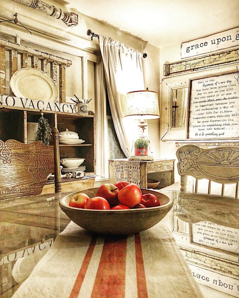 Grain Sack Farmhouse Table Runner 12w Farmhouse Etsy