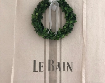 Grain Sack Bathroom Valance - Farmhouse Le Bain Curtain, French Country
