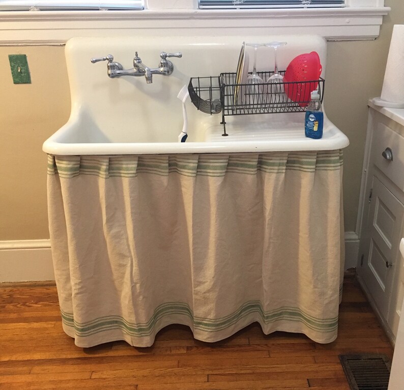 Grain Sack Farmhouse Sink Curtain Farmhouse Curtains Feed Etsy