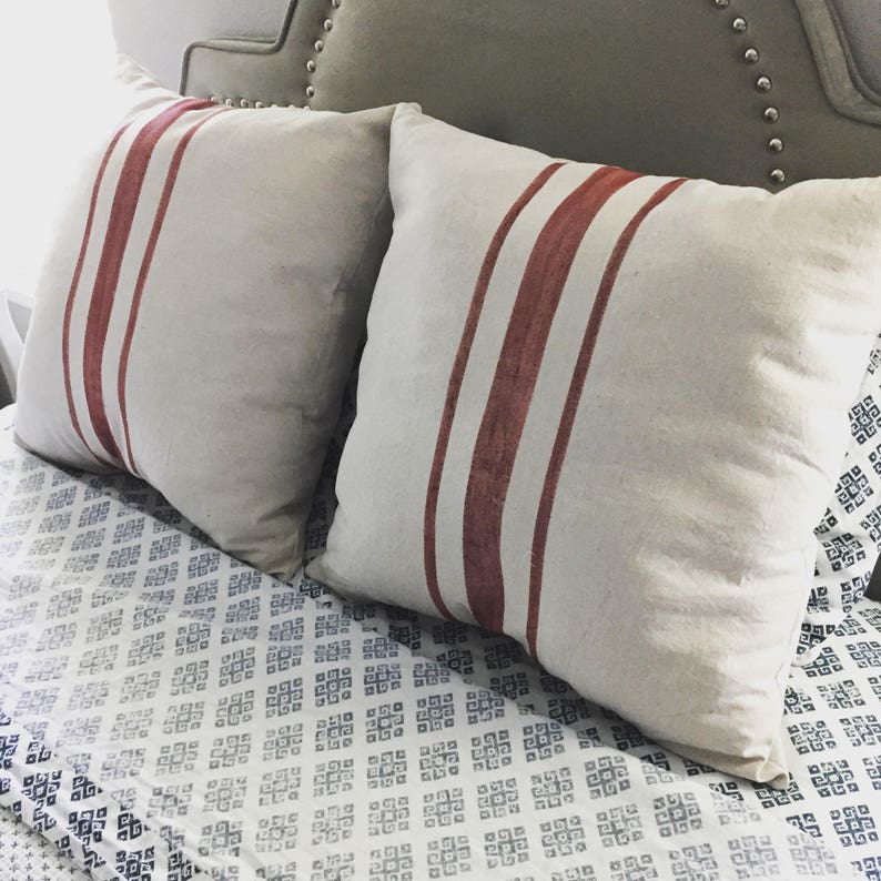 Upcycled Grainsack Oversized Pillow Sham Farmhouse Pillow Etsy