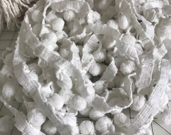Vintage Chenille Pom Pom Trim Piece - Vintage Bedspread - Vintage Chenille Blanket