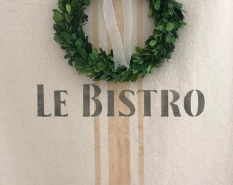 Grain Sack Le Bistro Kitchen Valance - Farmhouse Style Cotton Canvas