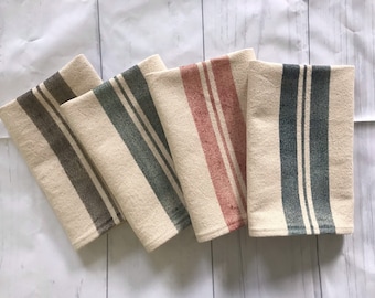 Farmhouse Stripe Napkins (Set of Four) – Grain Sack Inspired Cotton Canvas