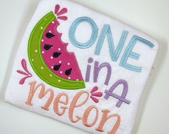 One in Melon/ 1st Birthday Shirt/ 1st/Birthday/Applique Shirt/Girls Birthday Shirt