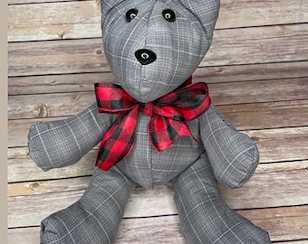 Memory Bear made from shirt| Made from loved one's shirt | Bereavement Bear made from loved one's clothes | Keepsake Bear | in memory