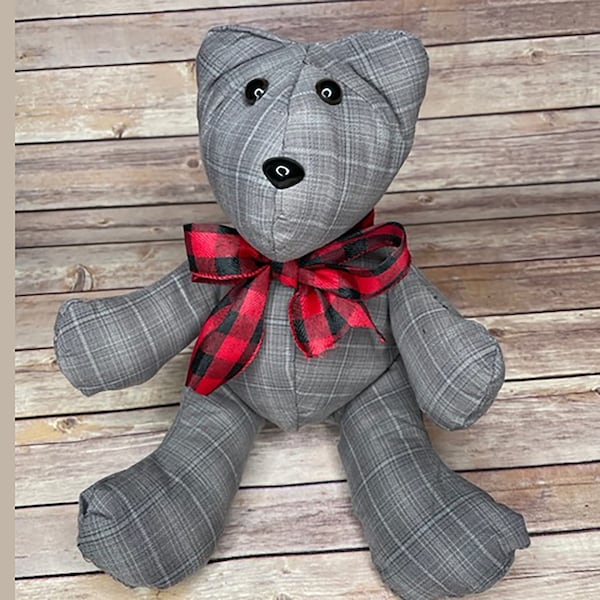 Memory Bear made from shirt| Made from loved one's shirt | Bereavement Bear made from loved one's clothes | Keepsake Bear | in memory