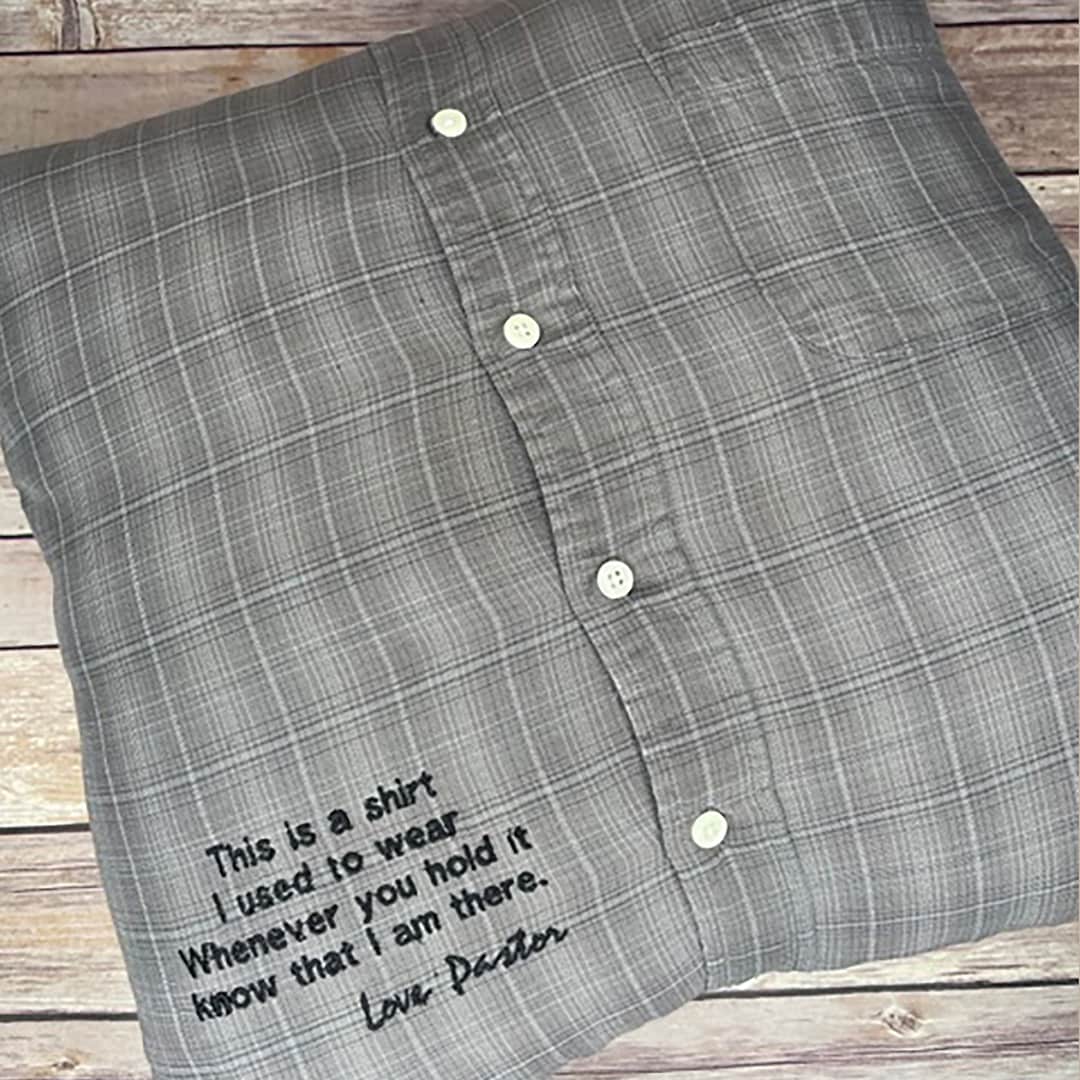 Memory Pillow Made From Shirt Made From Loved One's Shirt Bereavement