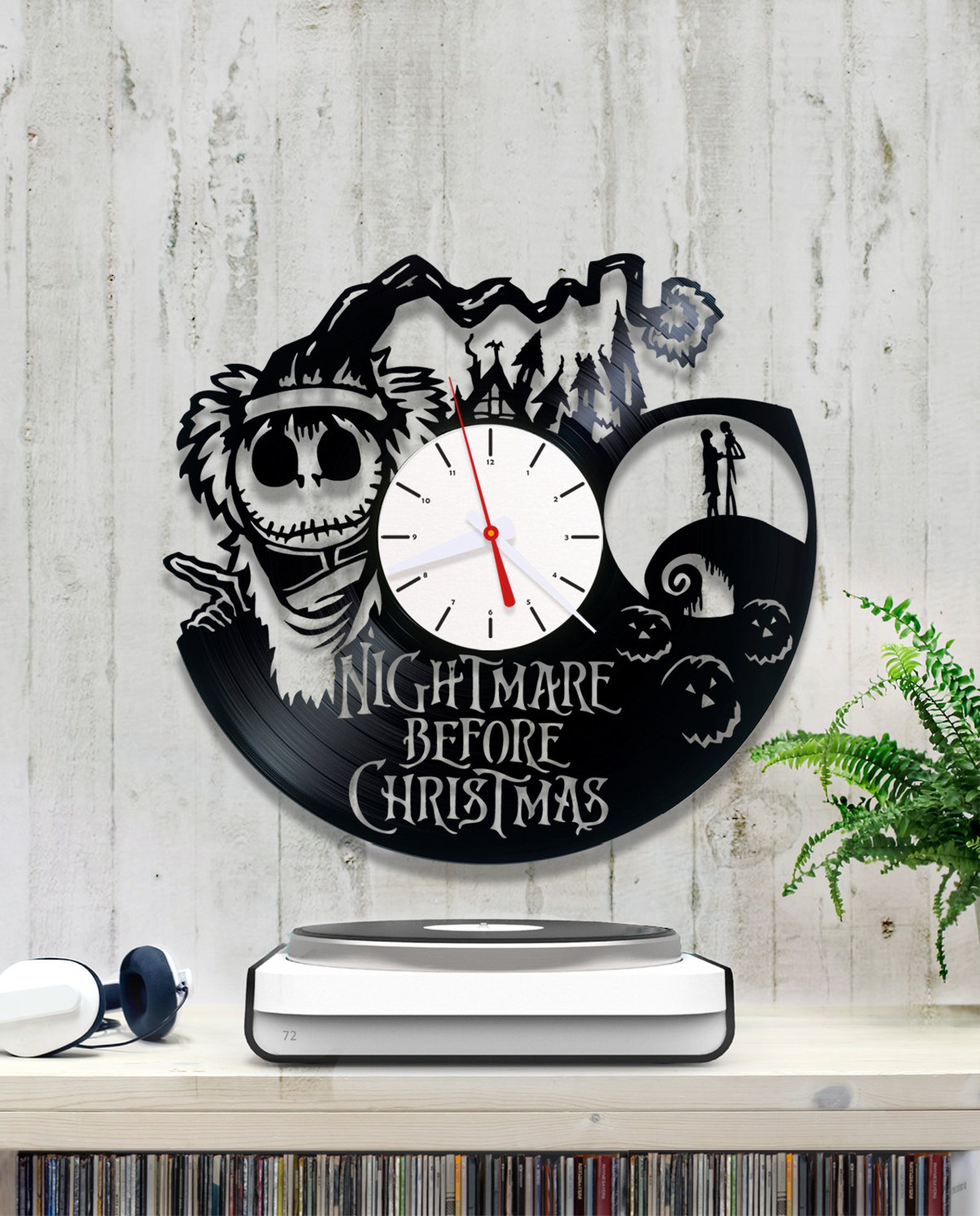 The Nightmare Before Christmas vinyl clock. Wall clock Disney Etsy
