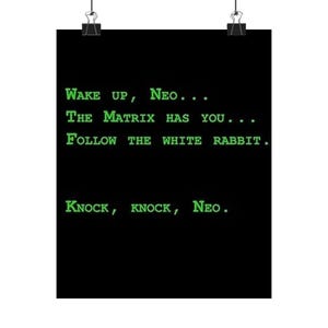 Wake Up, Neo Matrix Inspired Poster Futuristic Wall Art for Tech Lovers & Rebels