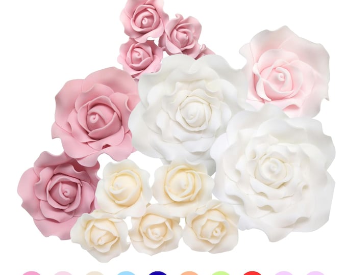 Sugar Roses - wedding cake flowers - flower cake topper decorations - 12 colours and 4 sizes available - Multi Buy pay only 1 shipping fee