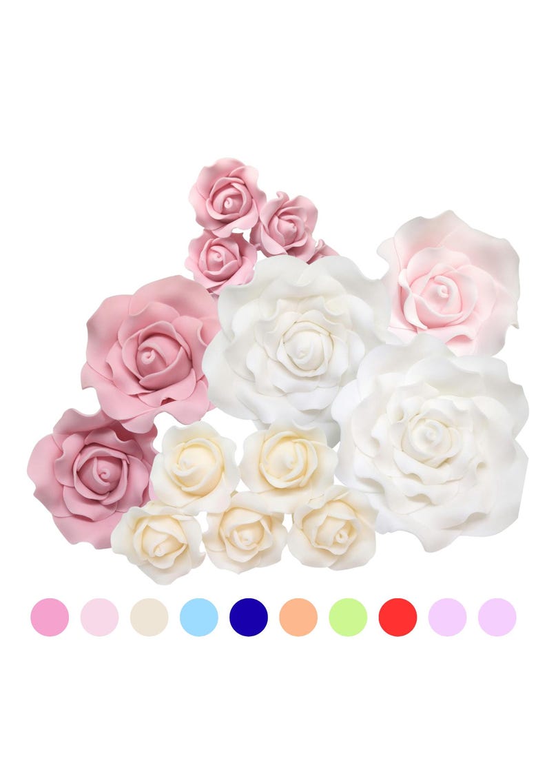Sugar Roses - wedding cake flowers - flower cake topper decorations - 12 colours and 4 sizes available - Multi Buy pay only 1 shipping fee image 1