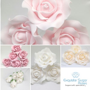 SUGAR ROSE FLOWERS wedding cake birthday cake topper decoration (wired) ** many colours  **  ** multi buy pay 1 flat rate postage cost **