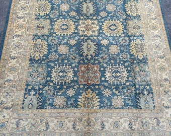 70% off 9x12 Handmade Turkish Oushak Rug Light blue area rug - Living room rug - Peshawar rug 9x12