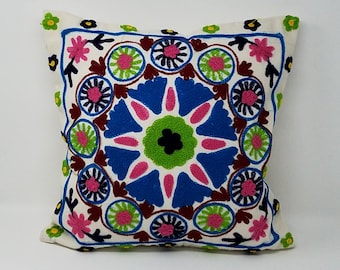Beautiful Embroidered Decorative pillow cover/ handmade pillow cover  suzani pillow, Gypsy pillow