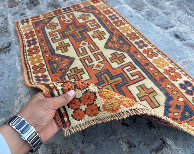 70% off Size 2.4 x 3.9 Ft Fine Turkish Wool rug | Hand knotted GerGeous rug/ Natural Dye Color/ Vintage Oriental  Rug Area Rare Rug