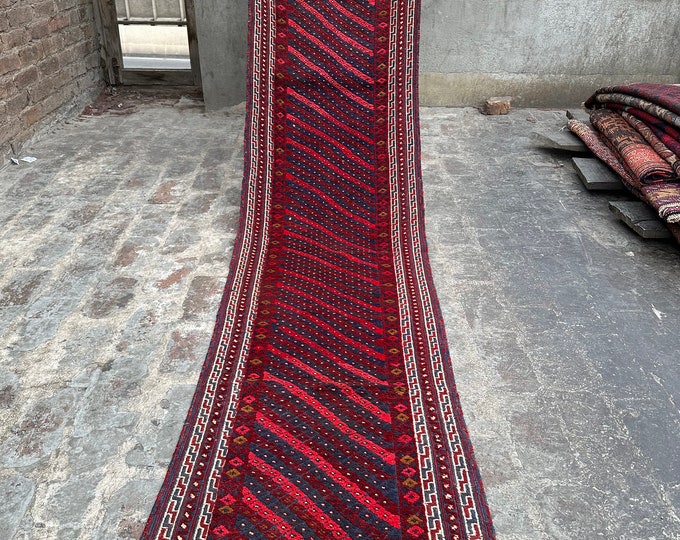 70% off 2.1 x 9.10 Ft/ super fine Afghan Vintage Mishwani Kilim rug runner | Hand knotted tribal wool runner wool Hallway Rug Runner