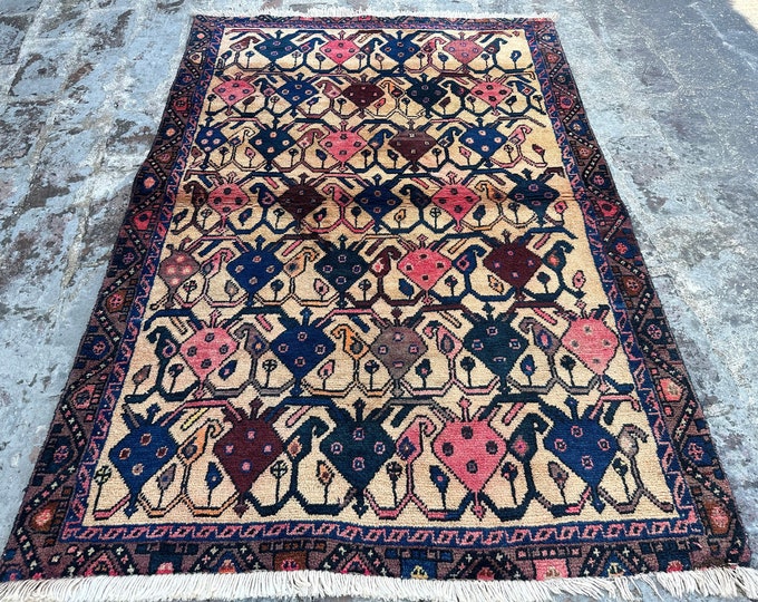 70% off 3'3 x 4'9 Afghan Oushak Modern Rug - Contemporary tribal Caucasian Geometric rug - Turkish Wool rug/ Natural Dye colors Wool Kilim